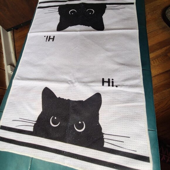 Black Cat Hand Towel Halloween Decor Bathroom Decoration Kitchen Dish Cloth Gift - Picture 5 of 11